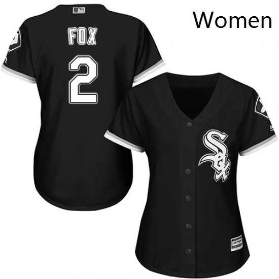 Womens Majestic Chicago White Sox 2 Nellie Fox Authentic Black Alternate Home Cool Base MLB Jersey